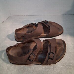 Birkenstock Birki's Rio Sandals Brown Women 36 Ankle Strap Buckles Leather